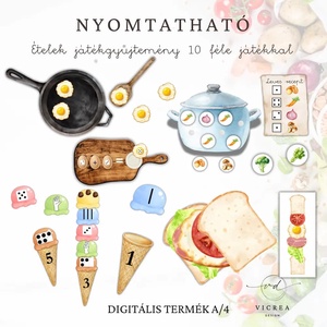 Ételek játékgyűjtemény � Nyomtatható fejlesztő játékgyűjtemény 4�7 éves gyerekeknek, Játék & Sport, Készségfejlesztő és Logikai játék, Oktató játékok, Fotó, grafika, rajz, illusztráció, MESKA