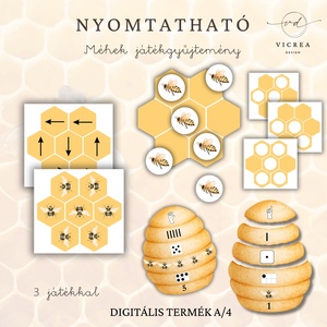 Méhecskés óvodás fejlesztő csomag 4�7 éveseknek � foglalkoztató + nyomtatható játékok - játék & sport - készségfejlesztő és logikai játék - oktató játékok - Meska.hu