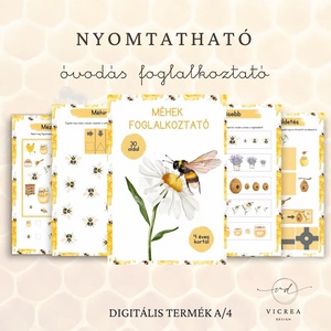 Méhecskés óvodás fejlesztő csomag 4�7 éveseknek � foglalkoztató + nyomtatható játékok - játék & sport - készségfejlesztő és logikai játék - oktató játékok - Meska.hu