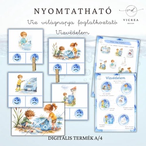 Víz Világnapja � Komplett csomag gyerekeknek (környezetvédelmi szabadulószoba+ 40 oldalas óvodás foglalkoztató) - játék & sport - készségfejlesztő és logikai játék - oktató játékok - Meska.hu