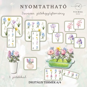 Tavaszi virágok csomag � nyomtatható óvodás foglalkoztató és fejlesztő játékgyűjtemény - játék & sport - készségfejlesztő és logikai játék - oktató játékok - Meska.hu