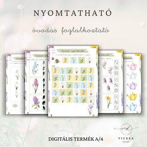 Tavaszi virágok csomag � nyomtatható óvodás foglalkoztató és fejlesztő játékgyűjtemény - játék & sport - készségfejlesztő és logikai játék - oktató játékok - Meska.hu