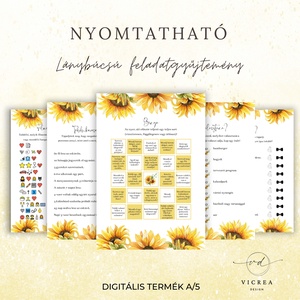 Nyomtatható lánybúcsú feladatok és játékok � digitális lánybúcsú csomag (napraforgós) - esküvő - lánybúcsú - Meska.hu