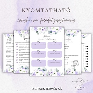 Nyomtatható lánybúcsú feladatok és játékok � digitális lánybúcsú csomag (lila álom) - esküvő - lánybúcsú - Meska.hu