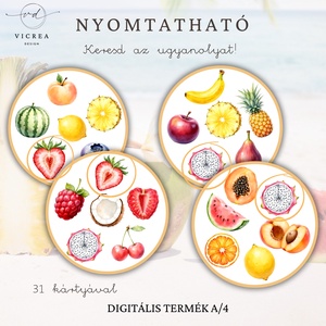 Nyári Gyümölcskaland játékgyűjtemény � 6 nyomtatható fejlesztőjáték óvodásoknak (3�7 év) digitális pdf - játék & sport - készségfejlesztő és logikai játék - oktató játékok - Meska.hu