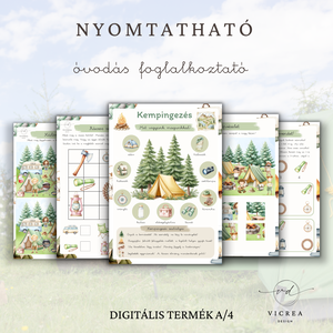 Kalandok a kempingben � 40 oldalas óvodás nyomtatható foglalkoztató PDF - játék & sport - készségfejlesztő és logikai játék - oktató játékok - Meska.hu
