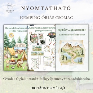 KEMPING ÓRIÁS CSOMAG Nyomtatható óvodás foglalkoztató, játékgyűjtemény és Rejtély a kempingben szabadulószoba - Meska.hu