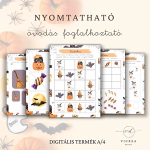 Halloween óvodás foglalkoztató (nyomtatható PDF, 40 oldal) - játék & sport - készségfejlesztő és logikai játék - oktató játékok - Meska.hu