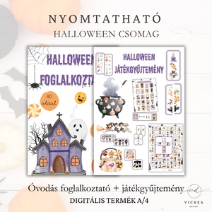 Halloween óvodás csomag � 6 fejlesztőjátékot tartalmazó játékgyűjtemény és 40 oldalas foglalkoztató - Meska.hu