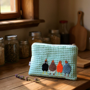 Tyúkos, fura, vidéki, hímzett, különleges neszeszer, Táska & Tok, Neszesszer, Varrás, MESKA