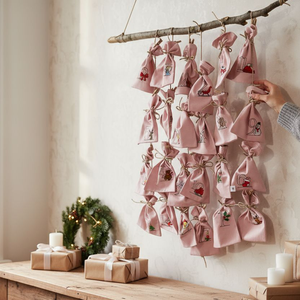 Kézműves adventi kalendárium, hímzett zsákok  - karácsony - adventi díszek - adventi naptár - Meska.hu