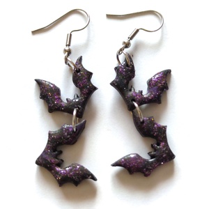 Éjféli Denevér - fülbevaló Halloweenre - ékszer - fülbevaló - lógó fülbevaló - Meska.hu