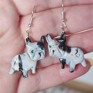 Bulldog Báj fülbevaló, Ékszer, Fülbevaló, Lógó fülbevaló, Ékszerkészítés, Gyurma, MESKA