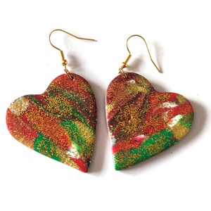 Karácsonyi Szívdobbanás fülbevaló, Ékszer, Fülbevaló, Lógó fülbevaló, Ékszerkészítés, MESKA