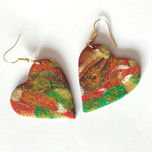 Karácsonyi Szívdobbanás fülbevaló - ékszer - fülbevaló - lógó fülbevaló - Meska.hu