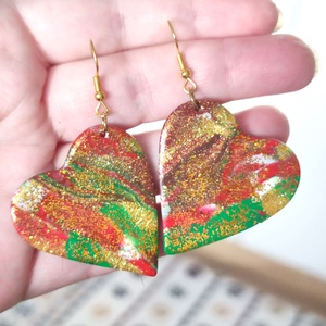 Karácsonyi Szívdobbanás fülbevaló - ékszer - fülbevaló - lógó fülbevaló - Meska.hu