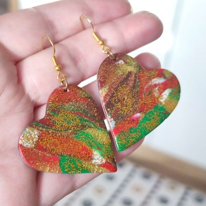 Karácsonyi Szívdobbanás fülbevaló - ékszer - fülbevaló - lógó fülbevaló - Meska.hu