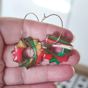 Karácsonyi Koszorú fülbevaló - ékszer - fülbevaló - lógó fülbevaló - Meska.hu
