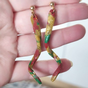 Karácsonyi Spirál fülbevaló - ékszer - fülbevaló - lógó fülbevaló - Meska.hu