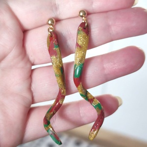 Karácsonyi Spirál fülbevaló - ékszer - fülbevaló - lógó fülbevaló - Meska.hu