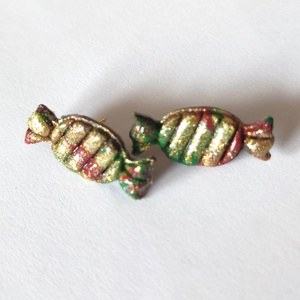 Karácsonyi Cukorka fülbevaló, Ékszer, Fülbevaló, Pötty fülbevaló, Ékszerkészítés, MESKA