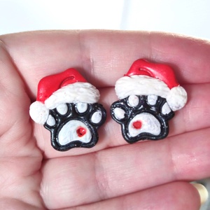 Karácsonyi Mancs fülbevaló - ékszer - fülbevaló - pötty fülbevaló - Meska.hu