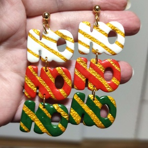 Aranyló Ho-Ho-Ho Karácsony fülbevaló - ékszer - fülbevaló - lógó fülbevaló - Meska.hu