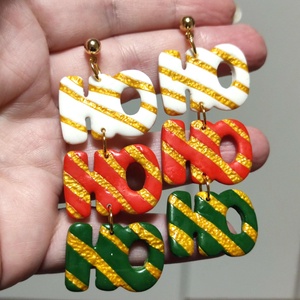 Aranyló Ho-Ho-Ho Karácsony fülbevaló - ékszer - fülbevaló - lógó fülbevaló - Meska.hu