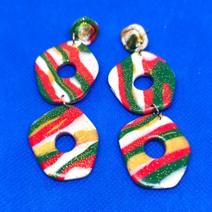 Karácsonyi Álomcsíkok fülbevaló - ékszer - fülbevaló - lógó fülbevaló - Meska.hu