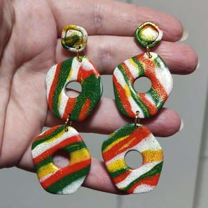 Karácsonyi Álomcsíkok fülbevaló - ékszer - fülbevaló - lógó fülbevaló - Meska.hu