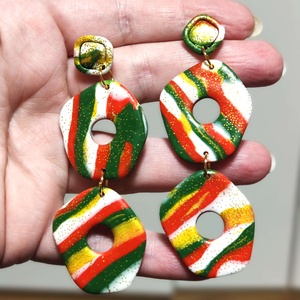 Karácsonyi Álomcsíkok fülbevaló - ékszer - fülbevaló - lógó fülbevaló - Meska.hu