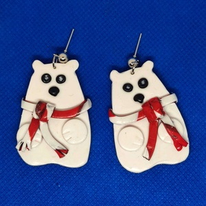 Fázós Mackók fülbevaló, Ékszer, Fülbevaló, Lógó fülbevaló, Ékszerkészítés, Gyurma, MESKA