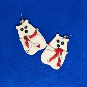 Fázós Mackók fülbevaló - ékszer - fülbevaló - lógó fülbevaló - Meska.hu