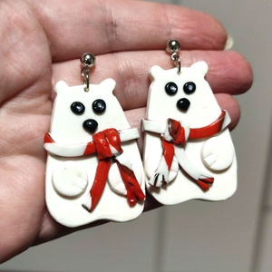 Fázós Mackók fülbevaló - ékszer - fülbevaló - lógó fülbevaló - Meska.hu