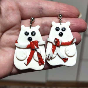 Fázós Mackók fülbevaló - ékszer - fülbevaló - lógó fülbevaló - Meska.hu