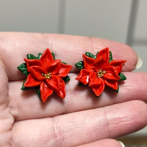 Mikulásvirág pontfülbevaló - ékszer - fülbevaló - pötty fülbevaló - Meska.hu