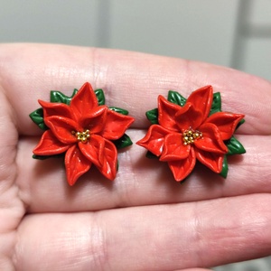 Mikulásvirág pontfülbevaló - ékszer - fülbevaló - pötty fülbevaló - Meska.hu