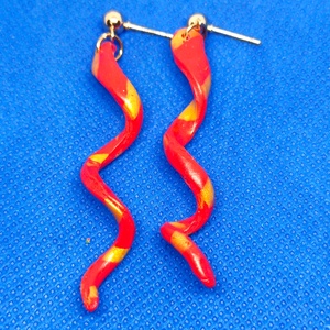 Tűztánc fülbevaló, Ékszer, Fülbevaló, Lógó fülbevaló, Ékszerkészítés, Gyurma, MESKA