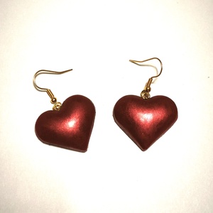 Bordó Szívdobbanás fülbevaló - ékszer - fülbevaló - lógó fülbevaló - Meska.hu