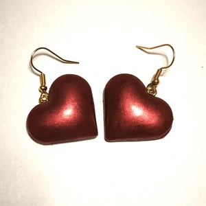 Bordó Szívdobbanás fülbevaló, Ékszer, Fülbevaló, Lógó fülbevaló, Ékszerkészítés, MESKA