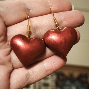 Bordó Szívdobbanás fülbevaló - ékszer - fülbevaló - lógó fülbevaló - Meska.hu