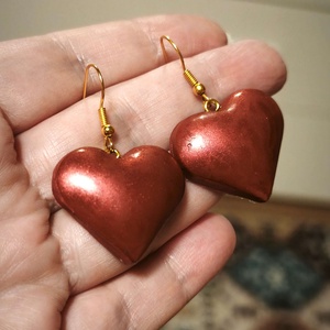 Bordó Szívdobbanás fülbevaló - ékszer - fülbevaló - lógó fülbevaló - Meska.hu