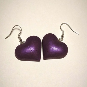 Lila Szívdobbanás fülbevaló - ékszer - fülbevaló - lógó fülbevaló - Meska.hu