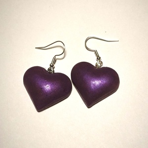 Lila Szívdobbanás fülbevaló - ékszer - fülbevaló - lógó fülbevaló - Meska.hu