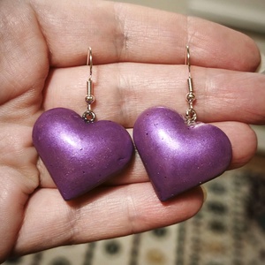 Lila Szívdobbanás fülbevaló, Ékszer, Fülbevaló, Lógó fülbevaló, Ékszerkészítés, MESKA