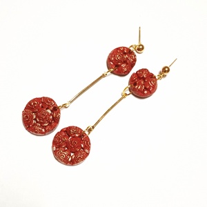 Rubinvörös Rózsakert fülbevaló - ékszer - fülbevaló - lógó fülbevaló - Meska.hu