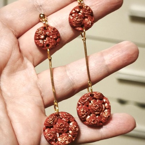 Rubinvörös Rózsakert fülbevaló - ékszer - fülbevaló - lógó fülbevaló - Meska.hu