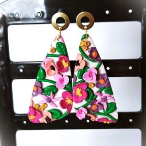 Szirmok Tánca fülbevaló, Ékszer, Fülbevaló, Lógó fülbevaló, Ékszerkészítés, Gyurma, MESKA