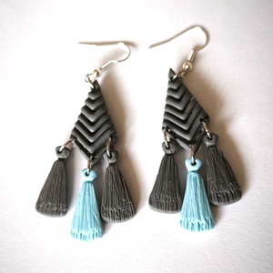 Bohém Makramé stílusú fülbevaló - ékszer - fülbevaló - lógó fülbevaló - Meska.hu