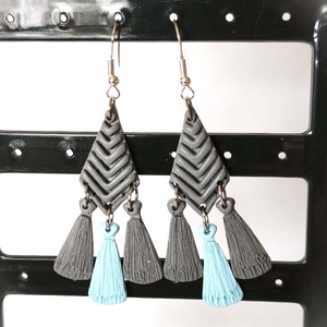 Bohém Makramé stílusú fülbevaló - ékszer - fülbevaló - lógó fülbevaló - Meska.hu